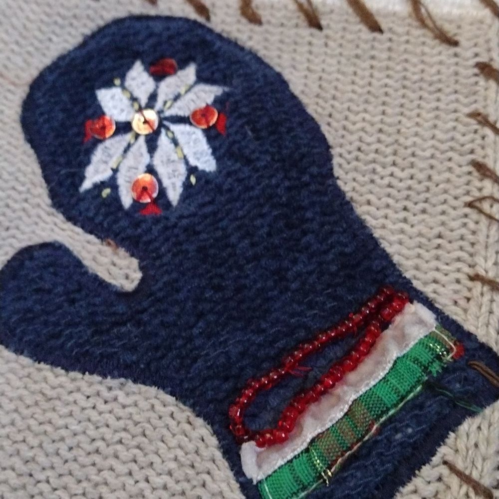 VTG 90s Beige Ugly Christmas Embroidered Quarter Zip Sweater 2X - Picture 9 of 15